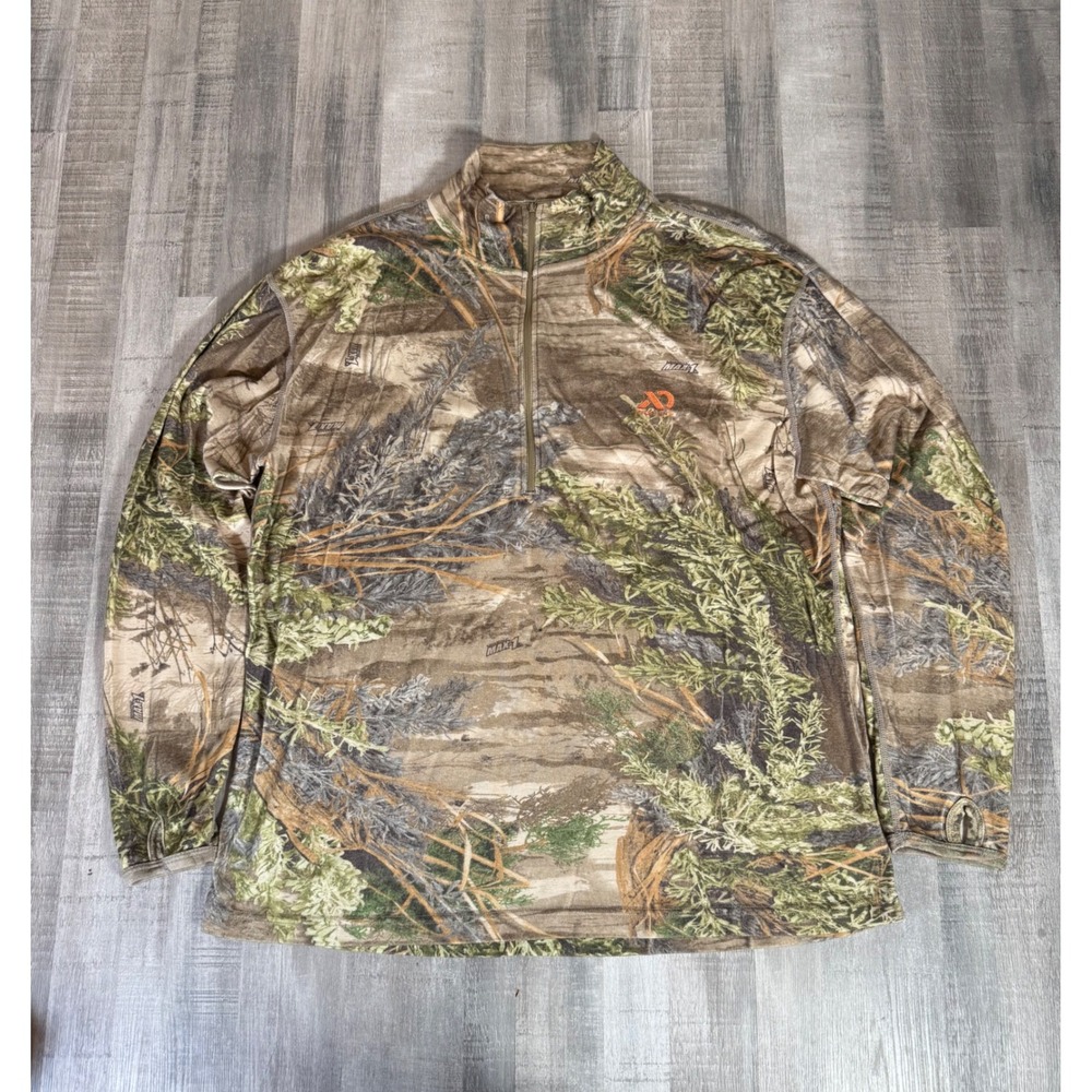 First Lite Merino Wool 1/4 Zip Pullover Mens Large RealTree Max-1 Camo Hunting